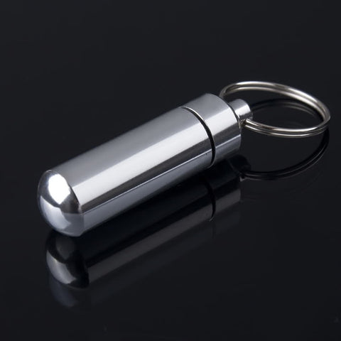 1pc key holder Aluminum Waterproof Pill Shaped Box Bottle Holder Container Keychain medicine Keyring keychain box