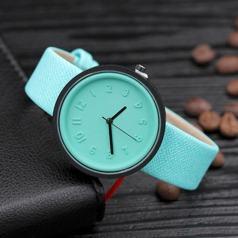 Quartz Artificial Analog Bangle Fashion Round Band Wrist Leather Bracelet New Watch