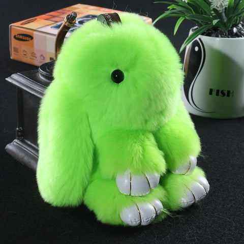 14cm Cute Pluff Bunny Keychain Rex Genuine Rabbit Fur Key Chains For Women Bag Toys Doll Fluffy Pom Pom Lovely Pompom Keyring