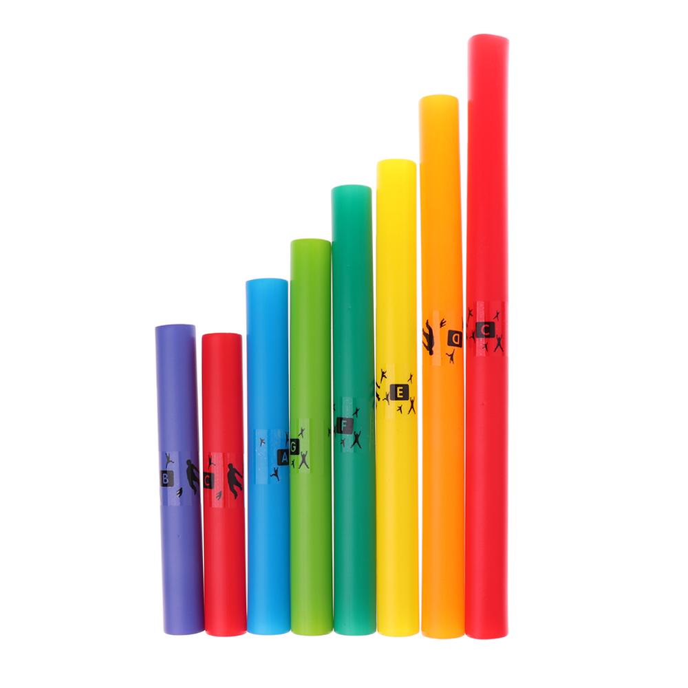 Tooyful Exquisite Colorful 8 Tones C Major Diatonic Scale Set Percussion Instrument Tubes Kids Musical Toys Gift