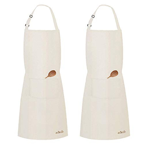 Viedouce 2 Packs Apron Cooking Kitchen Waterproof,Adjustable Chef Apron with Pockets for Home,Restaurant,Craft,Garden,BBQ,School,Coffee House,Apron for Men Women (Black)