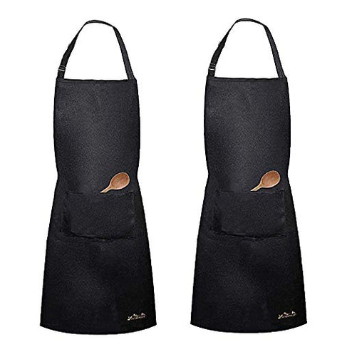 Viedouce 2 Packs Apron Cooking Kitchen Waterproof,Adjustable Chef Apron with Pockets for Home,Restaurant,Craft,Garden,BBQ,School,Coffee House,Apron for Men Women (Black)